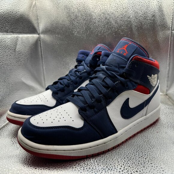 Size 10 Air Jordan 1 Mid‎ SE Hyper Royal White Olympic USA Sneakers 852542-104 main image 10